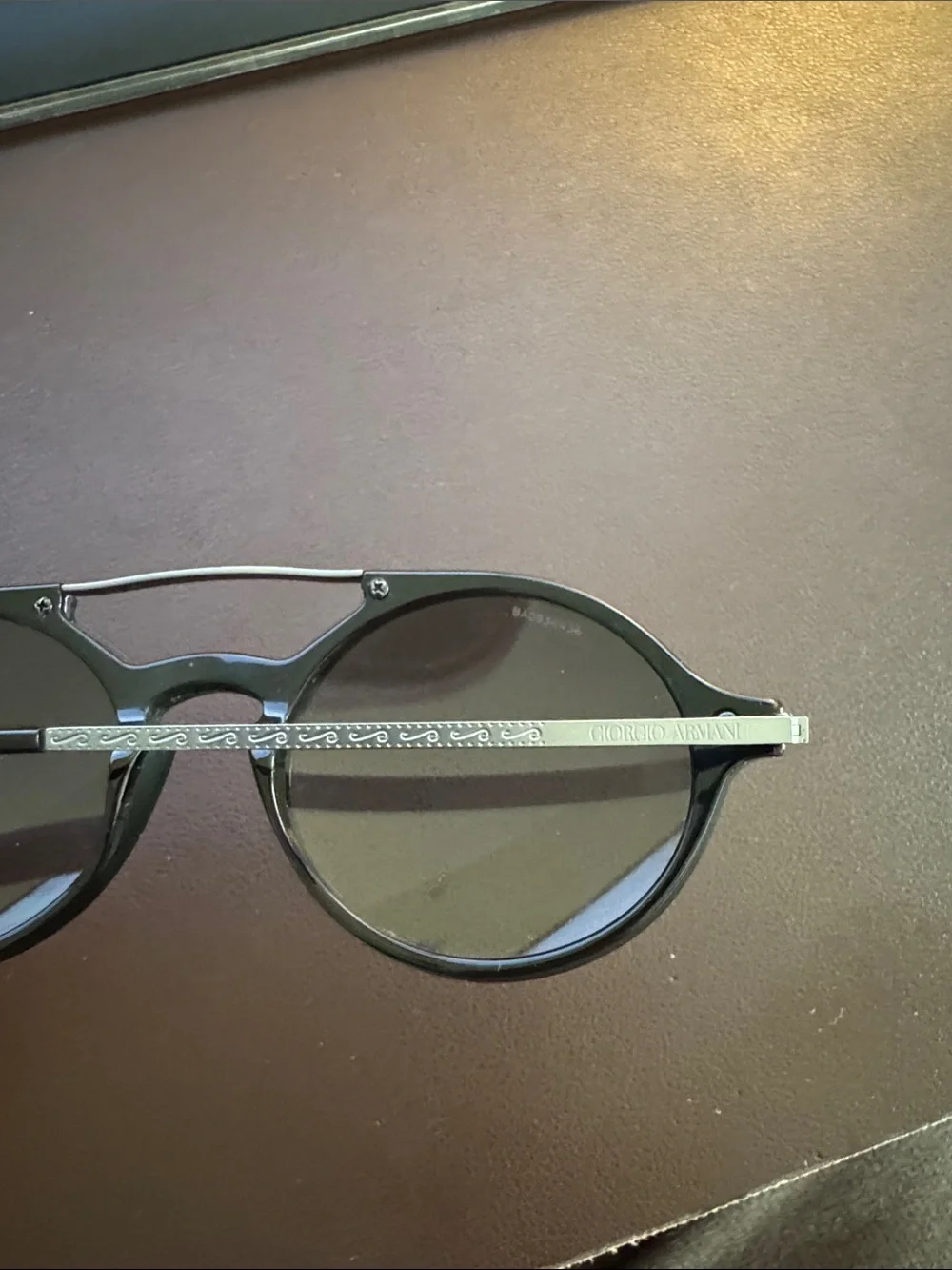 Giorgio Armani - Black Round Sunglasses with Double Bridge - Picture 8 of 8
